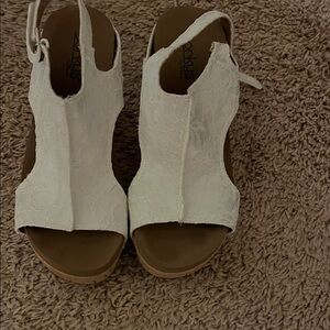 Corkys White Wedge Sandals worn once or twice, like new